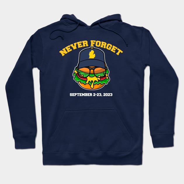 Michigan Cheeseburger Never Forget 2023 // Funny Football Cheeseburger Hoodie by SLAG_Creative